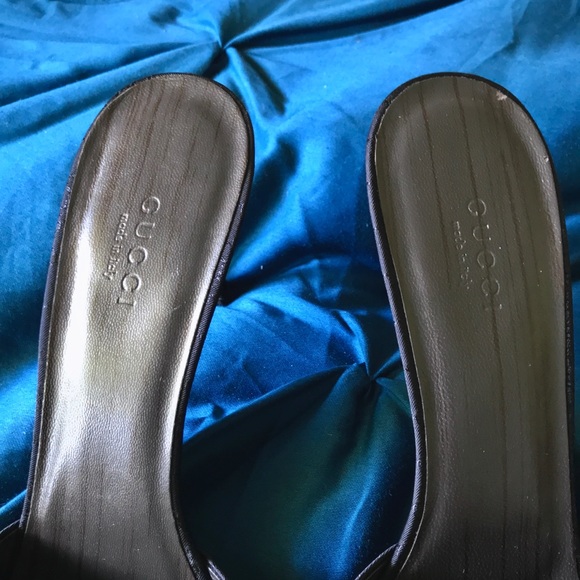 Gucci 3” Canvas Sandal Mules size 7.5 B - Picture 4 of 9